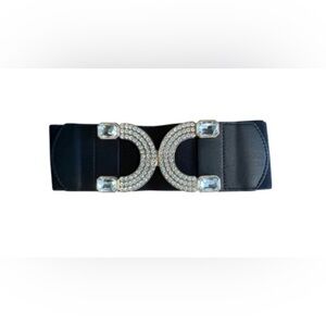 Macy's Black Belt with Silver Crystal Buckle